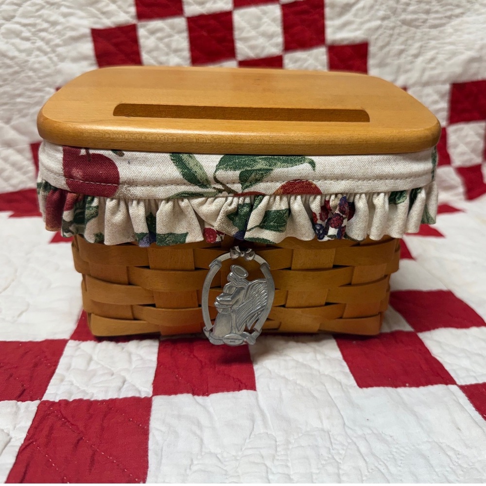 Longaberger 1998 Recipe Basket with Lid Liner Protector and Divider Cards - Picture 4 of 5